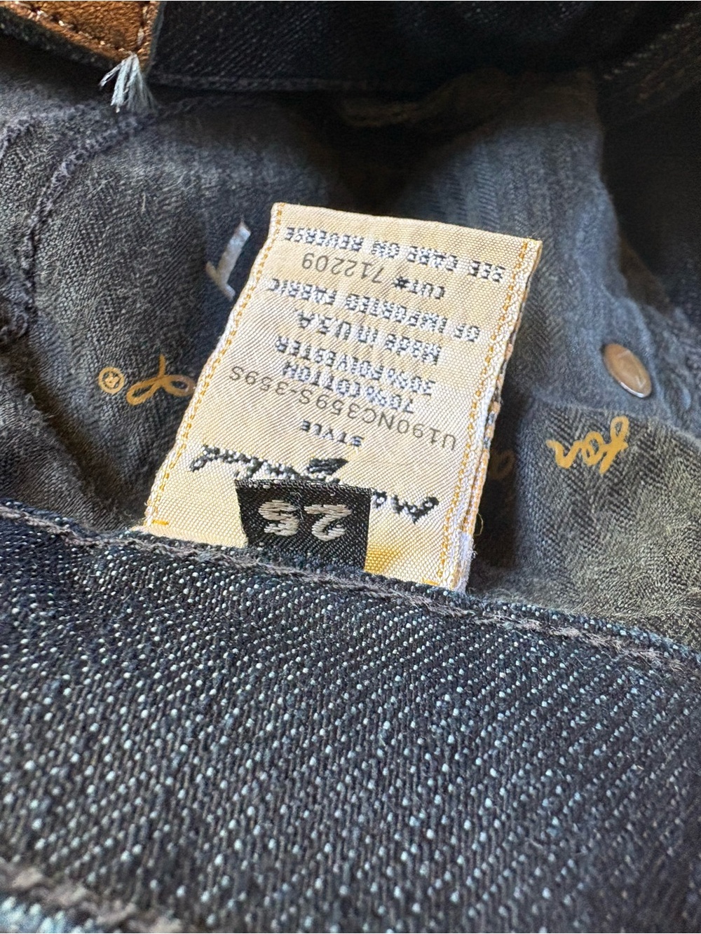 7 For All Mankind Dark Blue Straight-Leg Jeans with Pocket Rhinestone Detail - Picture 9 of 9